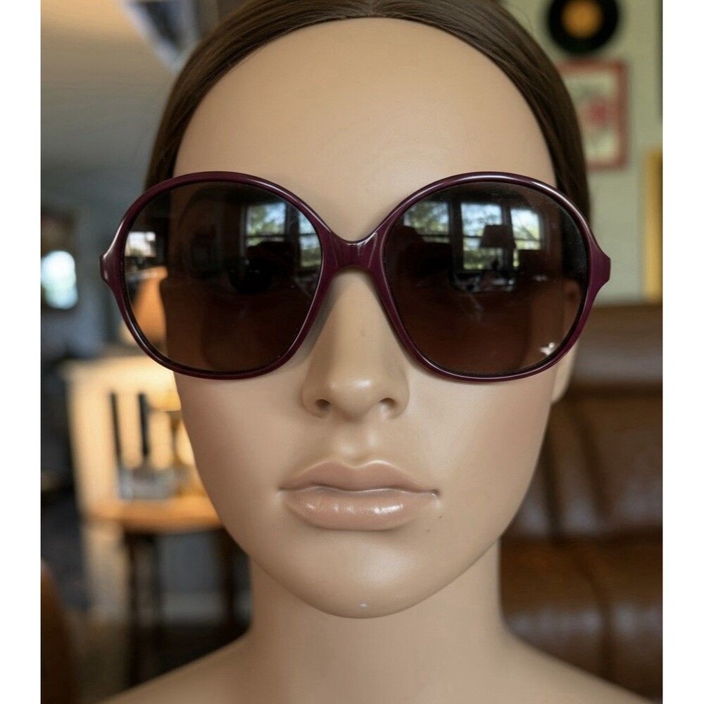 Vintage LUGENE Burgundy Oversized Sunglasses Made In FRANCE